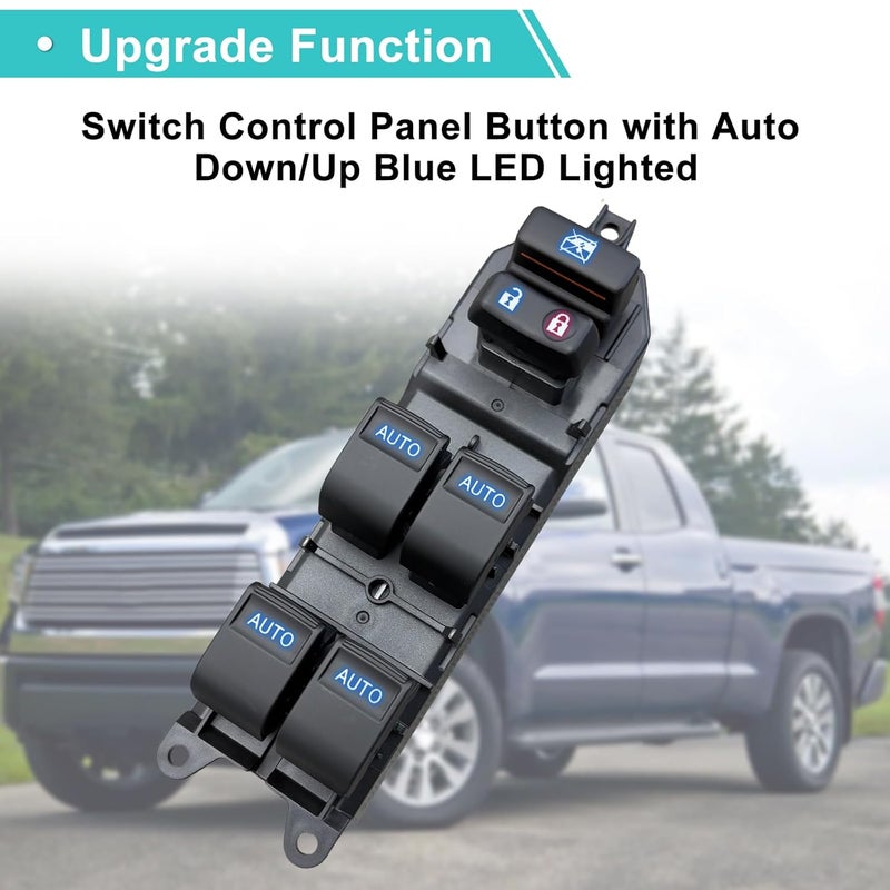 BELGEMAY LED Power Window Master Switch with Blue Illumination, Electric Door Lock Control Panel, Compatible with Toyota Part 84820-0R040 - Image 3